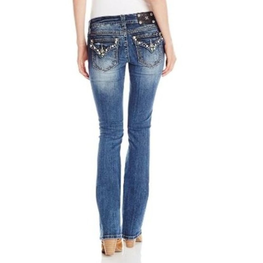 Miss Me Bootcut Blinged Pearl Flap Pocket Jeans